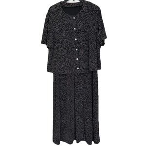 Sheath Sleeveless Dress/Button Jacket Black Brown Midi Stretch Pull Over Sz 16??